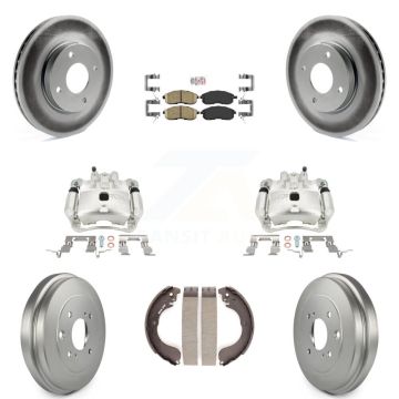 Front Rear Brake Caliper Coat Rotor Drum Ceramic Pad Kit (8Pc) For 2009-2014 Nissan Cube KCG-101396N