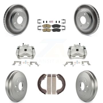 Front Rear Disc Brake Caliper Coated Rotors Drum Ceramic Pad Kit (8Pc) For Nissan Sentra KCG-101399N