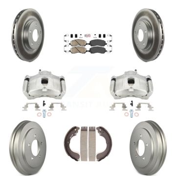 Front Rear Brake Caliper Coat Rotors Drum Ceramic Pad Kit (8Pc) For Jeep Patriot Compass KCG-101400N