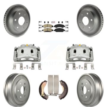 Front Rear Disc Brake Caliper Coat Rotors Drum Ceramic Pad Kit (8Pc) For GMC Sierra 1500 KCG-101412N