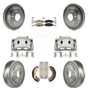 Front Rear Disc Brake Caliper Coat Rotors Drum Ceramic Pad Kit (8Pc) For GMC Sierra 1500 KCG-101413N