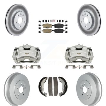 Front Rear Disc Brake Caliper Coat Rotors Drum Ceramic Pad Kit (8Pc) For Chevrolet Cruze KCG-101431N