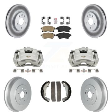 Front Rear Disc Brake Caliper Coat Rotors Drum Ceramic Pad Kit (8Pc) For Chevrolet Cruze KCG-101432N