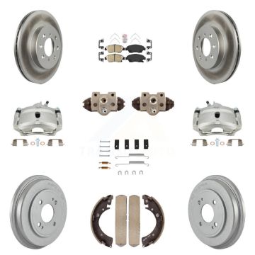 Front Rear Disc Brake Caliper Coated Rotor Drum Ceramic Pad Shoe Cylinder Kit (11Pc) For KCG-101435N