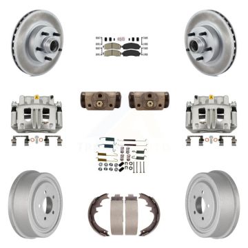 Front Rear Disc Brake Caliper Coated Rotor Drum Ceramic Pad Shoe Cylinder Kit (11Pc) For KCG-101441N