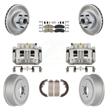 Front Rear Brake Caliper Coat Rotor Drum Ceramic Pad Kit (8Pc) For 06-09 Ford Ranger RWD KCG-101445N