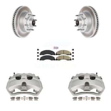 Front Brake Caliper Coat Rotor And Ceramic Pad Kit For Ford E-350 Super Duty E-250 E-150 KCG-101449N