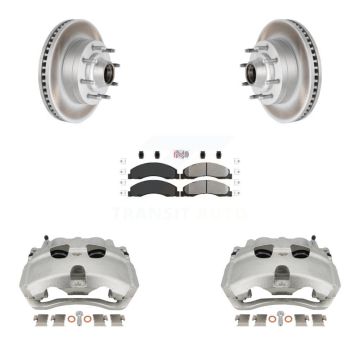 Front Brake Caliper Coat Rotor And Semi-Metallic Pad Kit For Ford E-350 Super Duty E-250 KCG-101450N