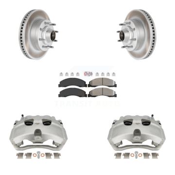 Front Brake Caliper Coat Rotor And Semi-Metallic Pad Kit For Ford E-350 Super Duty E-250 KCG-101451N