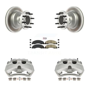 Front Disc Brake Caliper Coat Rotors And Ceramic Pad Kit For Ford E-350 Super Duty E-450 KCG-101452N