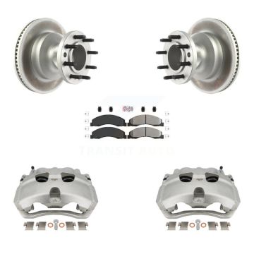 Front Brake Caliper Coat Rotor And Semi-Metallic Pad Kit For Ford E-350 Super Duty E-450 KCG-101453N