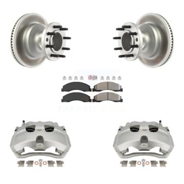 Front Brake Caliper Coat Rotor And Semi-Metallic Pad Kit For Ford E-350 Super Duty E-450 KCG-101454N