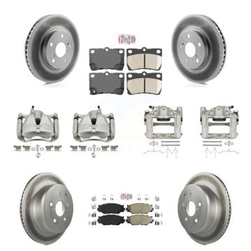 Front Rear Brake Caliper Coat Rotor & Ameribrakes Pad Kit (10Pc) For 10-13 Lexus IS250 C KCG-101461N