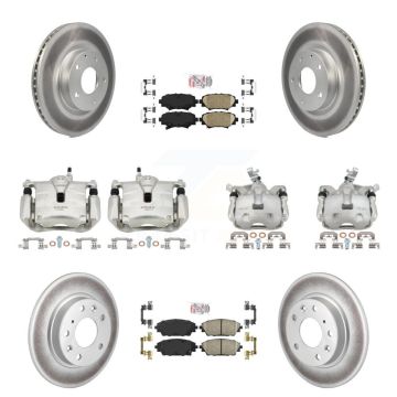 Front Rear Disc Brake Caliper Coat Rotor & Ceramic Pad Kit (10Pc) For Mazda 3 Sport 2.5L KCG-101466N