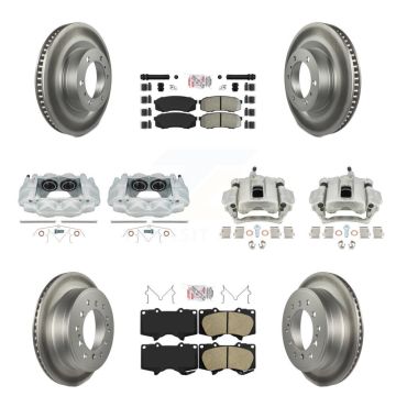 Front Rear Brake Caliper Coat Rotors Ameribrakes Pad Kit (10Pc) For Toyota 4Runner Lexus KCG-101467N
