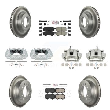 Front Rear Brake Caliper Coat Rotors Ameribrakes Pad Kit (10Pc) For Toyota 4Runner Lexus KCG-101468N