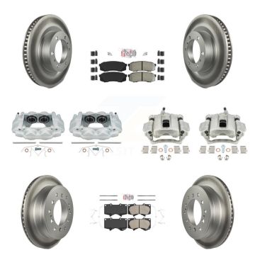 Front Rear Brake Caliper Coat Rotors Ameribrakes Pad Kit (10Pc) For Toyota 4Runner Lexus KCG-101470N