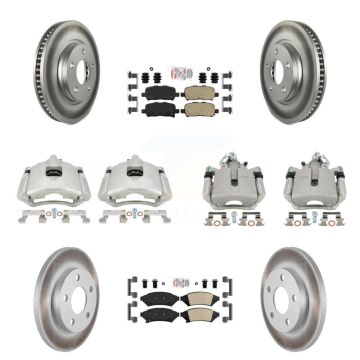 Front Rear Brake Caliper Coat Rotors & Ceramic Pad Kit (10Pc) For Buick LaCrosse Pontiac KCG-101475N