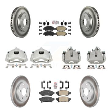 Front Rear Brake Caliper Coat Rotors & Ceramic Pad Kit (10Pc) For Buick LaCrosse Pontiac KCG-101476N