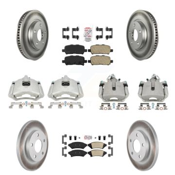 Front Rear Brake Caliper Coat Rotors & Ceramic Pad Kit (10Pc) For Buick LaCrosse Pontiac KCG-101477N