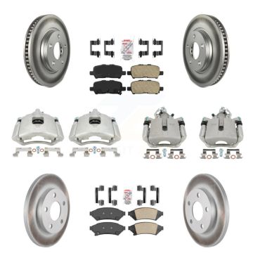 Front Rear Brake Caliper Coat Rotors & Ceramic Pad Kit (10Pc) For Buick LaCrosse Pontiac KCG-101478N