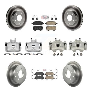 Front Rear Disc Brake Caliper Coat Rotors & Ceramic Pad Kit (10Pc) For Mitsubishi Lancer KCG-101486N