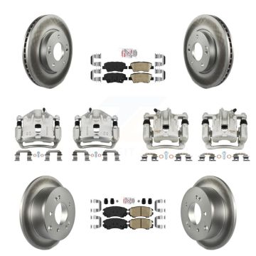 Front Rear Disc Brake Caliper Coat Rotor & Ceramic Pad Kit (10Pc) For 2012-2013 Kia Soul KCG-101495N