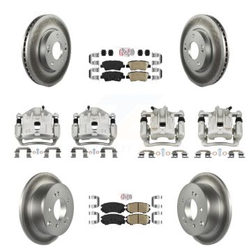 Front Rear Disc Brake Caliper Coat Rotor & Ceramic Pad Kit (10Pc) For 2012-2013 Kia Soul KCG-101498N