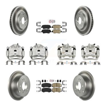Front Rear Brake Caliper Coat Rotor & Ceramic Pad Kit (10Pc) For 2010-2011 Kia Soul 2.0L KCG-101499N