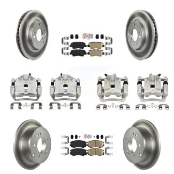 Front Rear Brake Caliper Coat Rotor & Ceramic Pad Kit (10Pc) For 2010-2011 Kia Soul 2.0L KCG-101501N