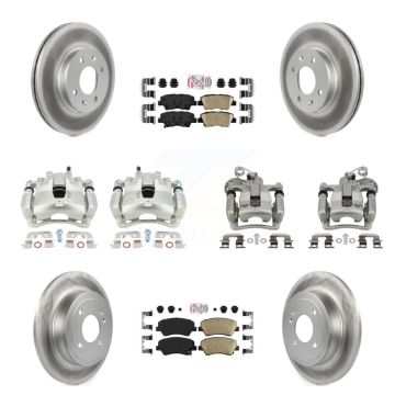 Front Rear Brake Caliper Coat Rotors Ceramic Pad Kit (10Pc) For 2012-2016 Hyundai Accent KCG-101505N