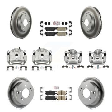 Front Rear Disc Brake Caliper Coat Rotors Ceramic Pad Kit (10Pc) For Hyundai Sonata 2.4L KCG-101512N