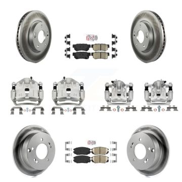 Front Rear Disc Brake Caliper Coat Rotors Ceramic Pad Kit (10Pc) For Hyundai Sonata 2.4L KCG-101514N