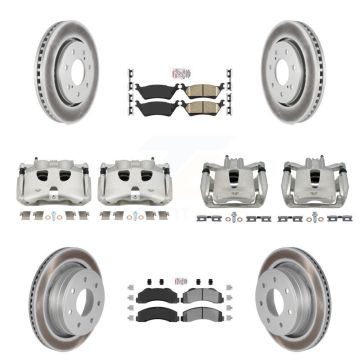 Front Rear Disc Brake Caliper Coated Rotor And Ameribrakes Pad Kit (10Pc) For Ford F-150 KCG-101529N