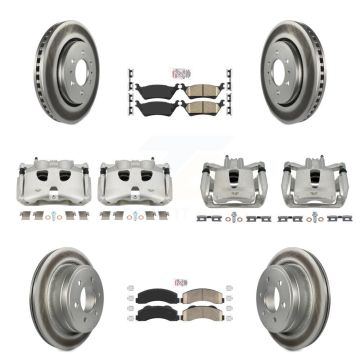 Front Rear Disc Brake Caliper Coated Rotors And Ceramic Pads Kit (10Pc) For Ford F-150 KCG-101530N