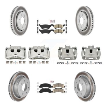 Front Rear Disc Brake Caliper Coated Rotors And Ceramic Pads Kit (10Pc) For Ford F-150 KCG-101531N