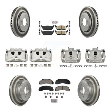 Front Rear Disc Brake Caliper Coated Rotors And Ceramic Pads Kit (10Pc) For Ford F-150 KCG-101532N