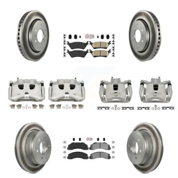 Front Rear Disc Brake Caliper Coated Rotor And Ameribrakes Pad Kit (10Pc) For Ford F-150 KCG-101534N