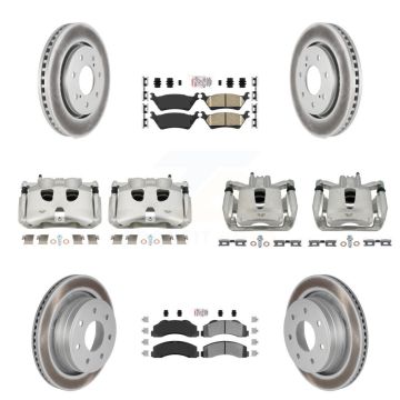 Front Rear Disc Brake Caliper Coated Rotor And Ameribrakes Pad Kit (10Pc) For Ford F-150 KCG-101535N