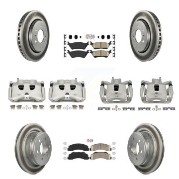 Front Rear Disc Brake Caliper Coated Rotors And Ceramic Pads Kit (10Pc) For Ford F-150 KCG-101536N