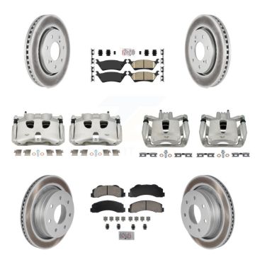 Front Rear Disc Brake Caliper Coated Rotors And Ceramic Pads Kit (10Pc) For Ford F-150 KCG-101539N