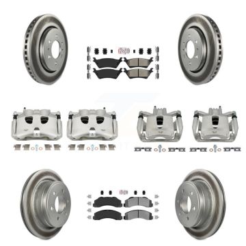 Front Rear Disc Brake Caliper Coat Rotor And Semi-Metallic Pad Kit (10Pc) For Ford F-150 KCG-101540N