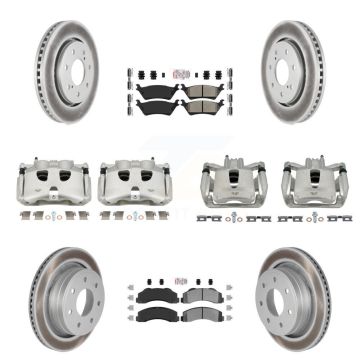 Front Rear Disc Brake Caliper Coat Rotor And Semi-Metallic Pad Kit (10Pc) For Ford F-150 KCG-101541N
