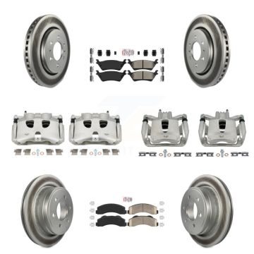 Front Rear Disc Brake Caliper Coated Rotor And Ameribrakes Pad Kit (10Pc) For Ford F-150 KCG-101542N