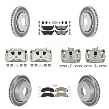 Front Rear Disc Brake Caliper Coated Rotor And Ameribrakes Pad Kit (10Pc) For Ford F-150 KCG-101543N