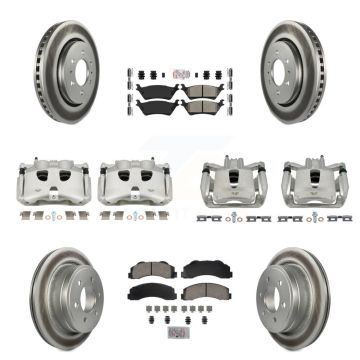 Front Rear Disc Brake Caliper Coated Rotor And Ameribrakes Pad Kit (10Pc) For Ford F-150 KCG-101544N