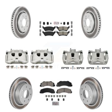 Front Rear Disc Brake Caliper Coated Rotor And Ameribrakes Pad Kit (10Pc) For Ford F-150 KCG-101545N