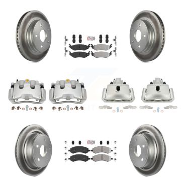 Front Rear Brake Caliper Coat Rotors & Semi-Metallic Pad Kit (10Pc) For Ram 1500 Classic KCG-101550N