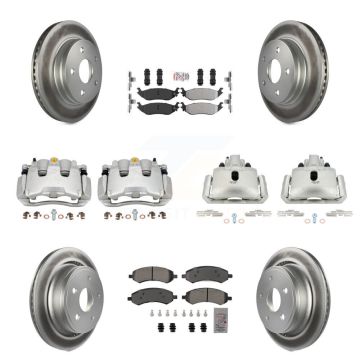 Front Rear Brake Caliper Coat Rotors & Semi-Metallic Pad Kit (10Pc) For Ram 1500 Classic KCG-101551N