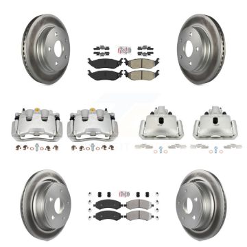 Front Rear Brake Caliper Coat Rotors & Semi-Metallic Pad Kit (10Pc) For Ram 1500 Classic KCG-101553N
